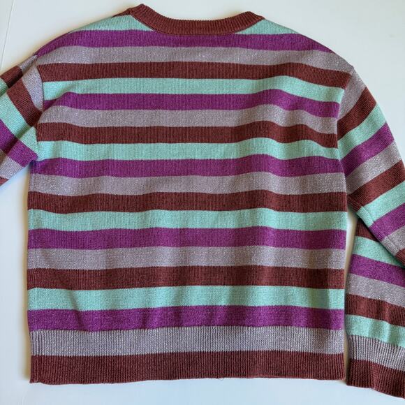 Peek Kids Girls Pink Metallic Striped Sweater 4/5 - Picture 7 of 7